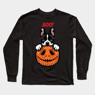 Halloween Pumpkin French Bulldog Long Sleeve T-Shirt